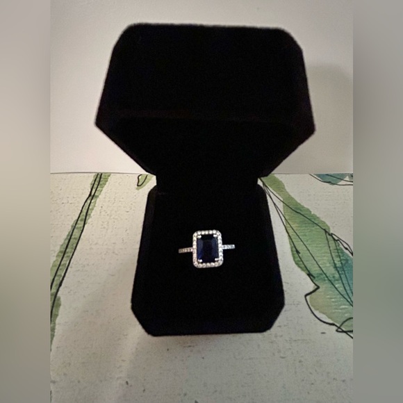 Sterling Silver 3 ct Imitation Sapphire Ring - Picture 2 of 5